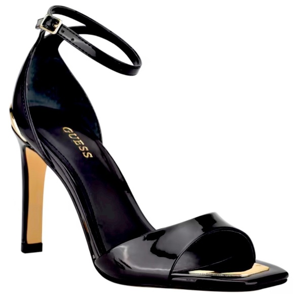 Guess Shoes - GUESS Divine Heeled Dress Sandals Size 10 M in Black Gold Leather AUTHENTIC NEW